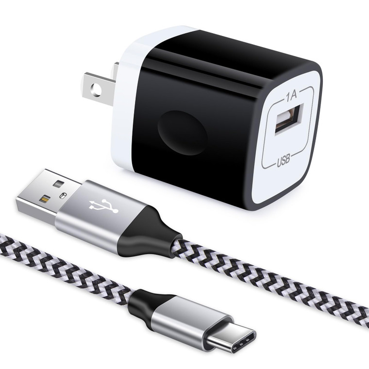 Type C Wall Charger, 5V/1A Charging Block Wall Charger Plug Cube Brick with 6ft USB C Cable Type C Charger Cable Cord for Samsung Galaxy S25 S24 S23