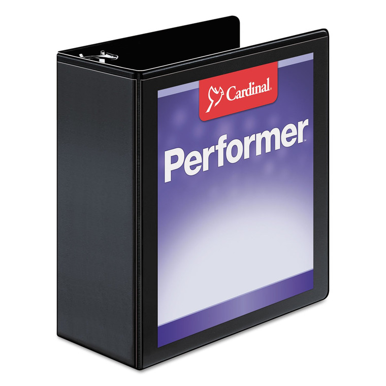 Cardinal Performer 3-Ring Binder, 4", Non-Locking Slant-D Rings, 835-Sheet Capacity, ClearVue Presentation Binder, Nonstick, PVC-Free, Black (17811CB