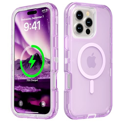 Follaroma for iPhone 16 Pro Max Case, Compatible with MagSafe, Heavy Duty Shockproof Protection Phone Cases, Anti-Drop, Dual Layer Transparent Magnet