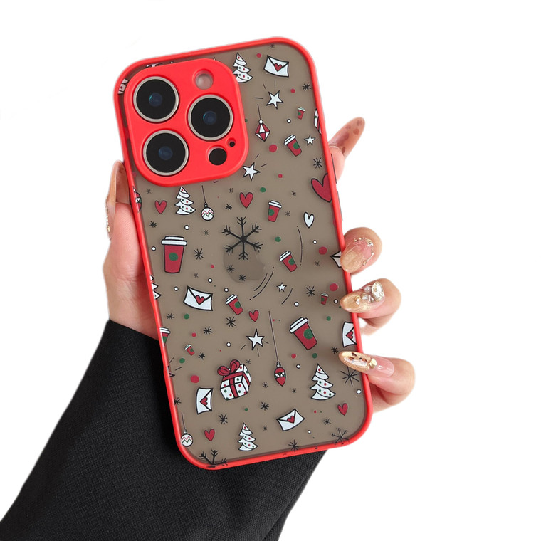 ZTOFERA Christmas Case for iPhone 16 Pro,Cute Merry Christmas Pattern Phone Case Gifts Translucent Silicone Hard PC +TPU Bumper Shockproof Cover for