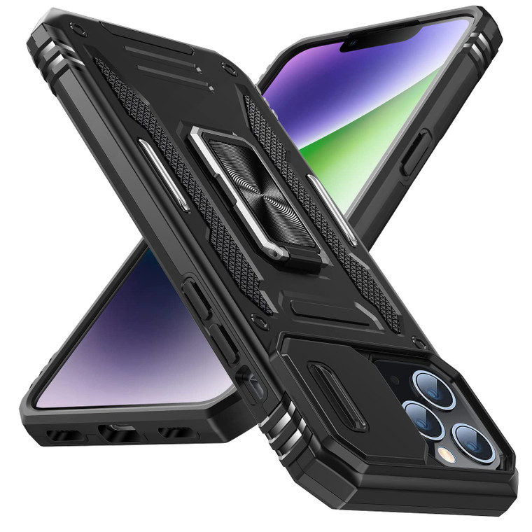 YSLBWLE for iPhone 11 Pro Max Case with Kickstand with Camera Cover,Military-Grade Protection,Metal Ring Kickstand,Bumper Case for iPhone 11 Pro Max