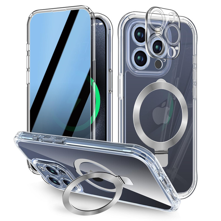 [Built-in Anti Peep Screen Protector & Invisible Magnetic Kickstand] Privacy Case for iPhone 16 Pro 6.3'' [Integrated Lens Protection] [Compatible wi