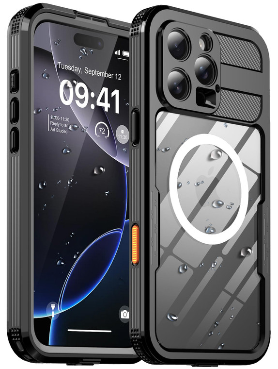 for iPhone 16 Pro Waterproof Case, with Built-in Screen Protector Dustproof Shockproof [Compatible with MagSafe] Full Body Underwater Protective Phon
