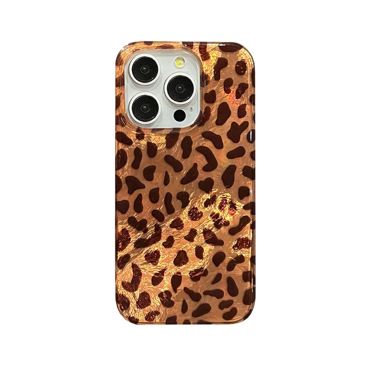 Reezaddin Brown Glitter Cheetah Leopard Print Phone Case for iPhone 16 Pro 6.3(in),Retro Aesthetic Cool Girl Blingbling Tortoise Shell Design Protect