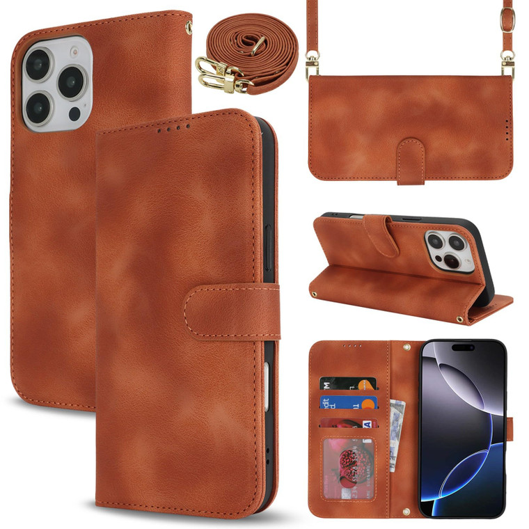 Jaorty Phone Case for iPhone 16 Pro Max with Card Holder,Wallet Case for iPhone 16 Pro Max with Crossbody Shoulder Strap for Women,Anti-Fingerprints