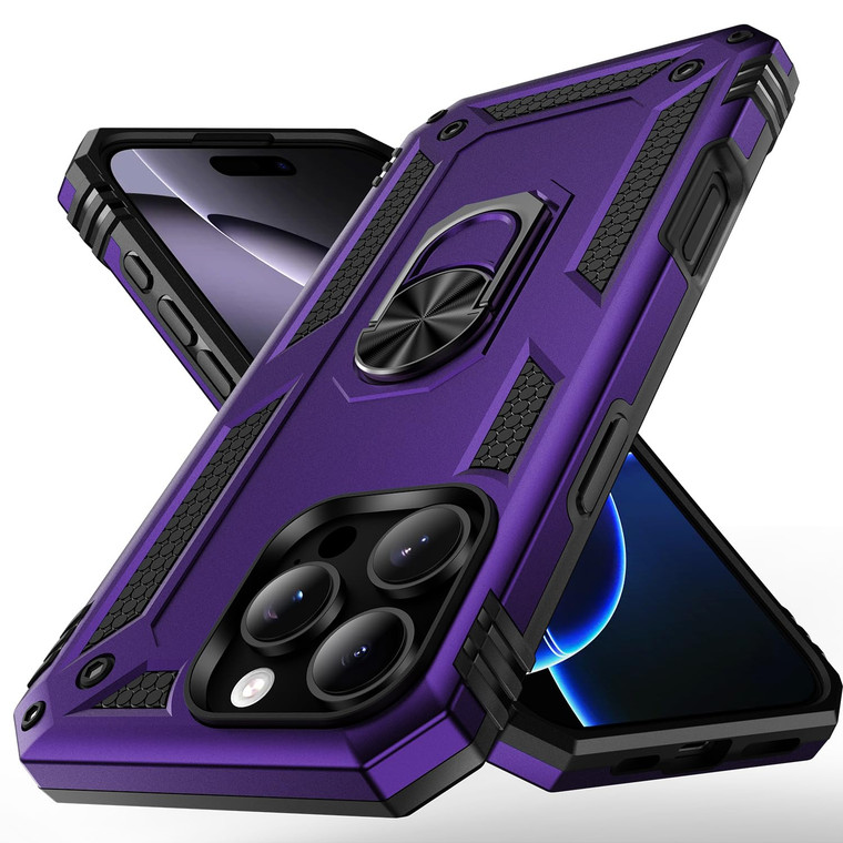 16 Pro Max Case for Women with Ring Kickstand,Military Grade Dual Layer Shockproof Protective Armor for Apple iPhone 16 Pro Max Phone Case Purple
