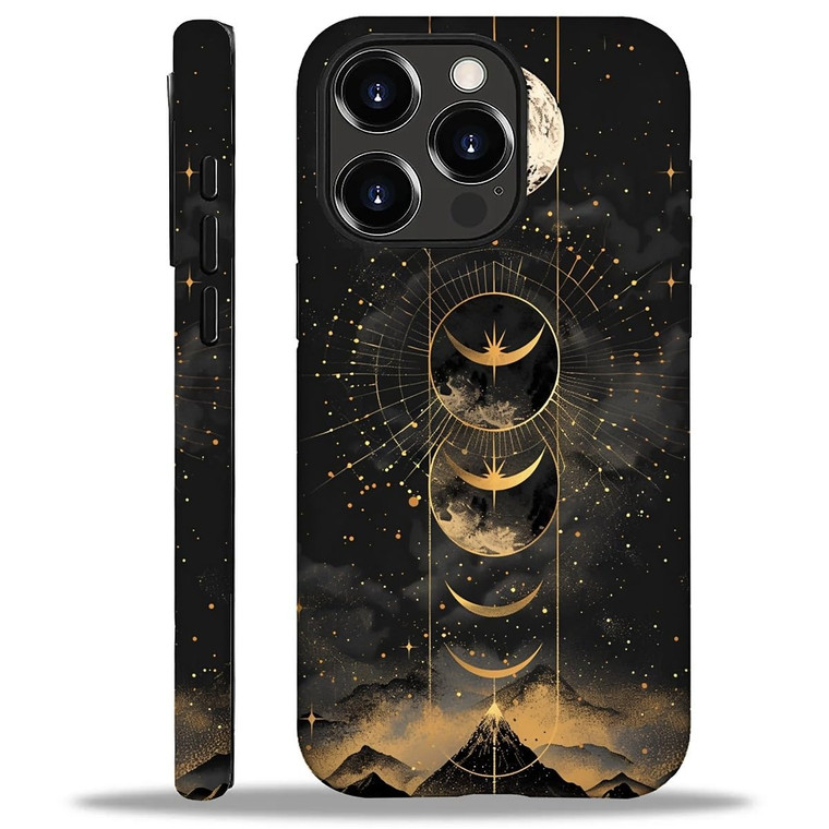 ZHEGAILIAN Case for iPhone 16 Pro Max, Golden Moon Mountains, Hybrid 2 in 1 Hard Shell + Silicone, Shockproof Bumper Drop Protective Case with Screen