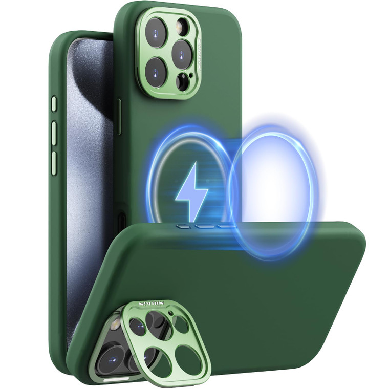 Nillkin for iPhone 16 Pro Case with Camera Protection & Stand, Compatible with MagSafe, Shockproof Silicone Slim Phone Case iPhone 16 Pro, Soft Anti-