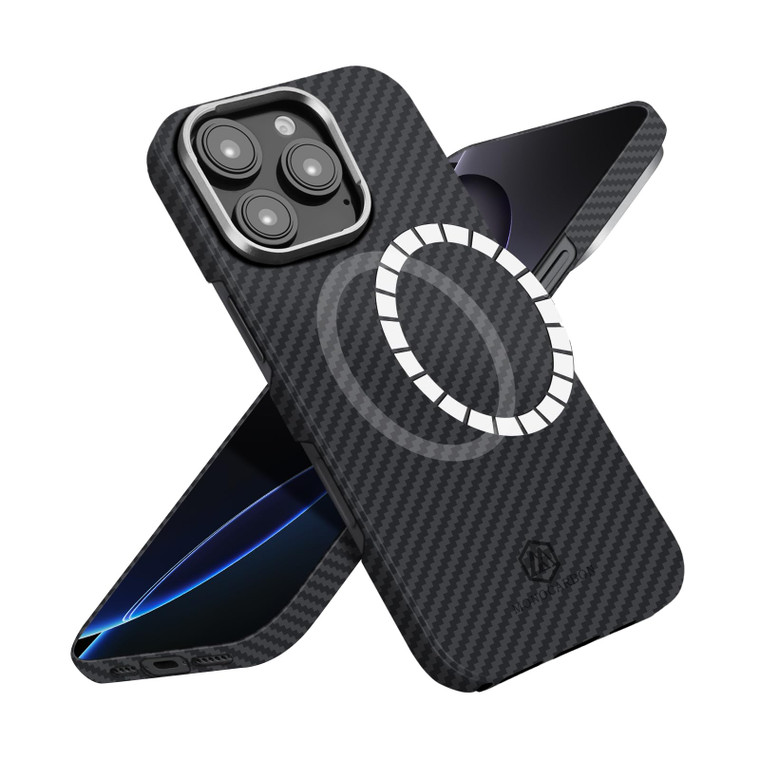 MONOCARBON Real Aramid Fiber Case for iPhone 16 Pro, 0.04"/0.7oz Ultra Thin&Light 6.3in Slim Cover Compatible with MagSafe,Military Grade Hard Case w