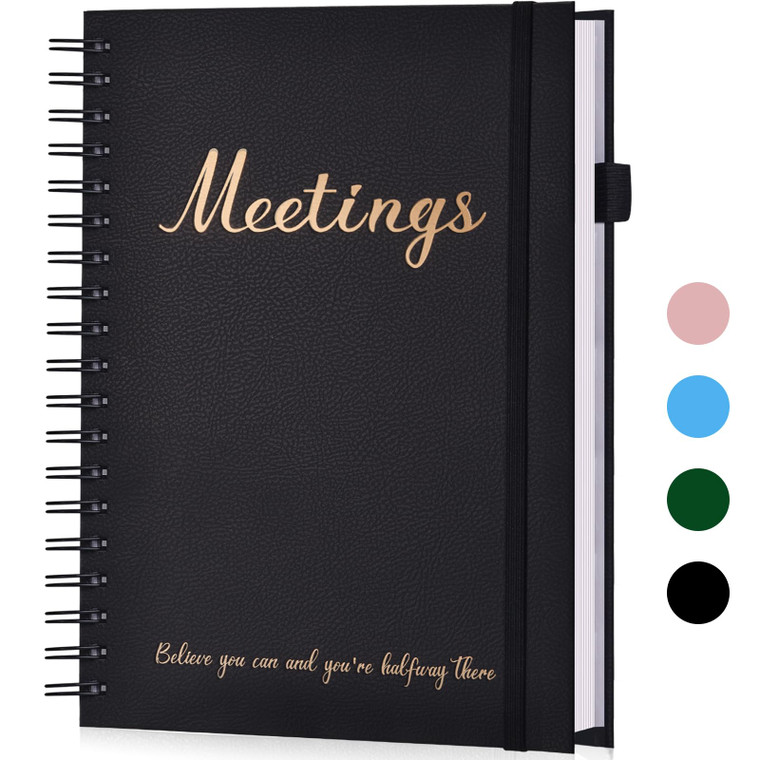 JUBTIC Meeting Notebook for Work with Action Items - Project Planner,Spiral Meeting Planner Meeting Notes Notebook for Work Organition, Note Taking,