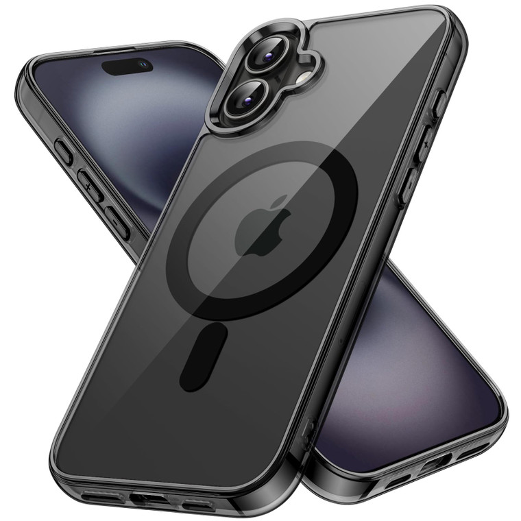 JETech Magnetic Case for iPhone 16 Plus 6.7-Inch Compatible with MagSafe, Shockproof Phone Bumper Cover, Anti-Scratch Clear Back (Black)