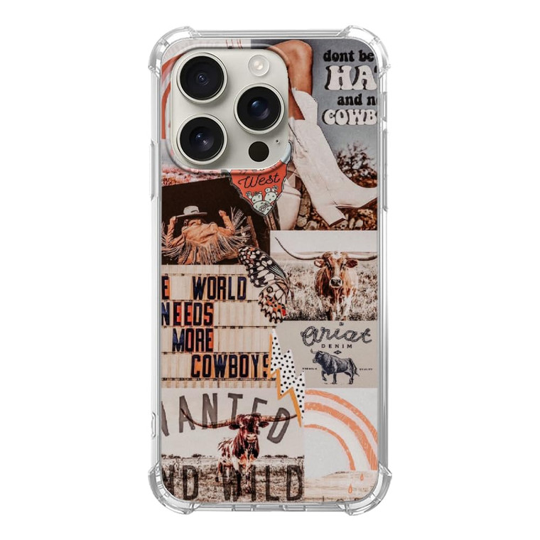 Mofreore Vintage Cowboy Collage Case Compatible with iPhone 16 Pro Max, Cool Aesthetic West Cowboy Cowgirl Case for iPhone 16 Pro Max, Unique Trendy