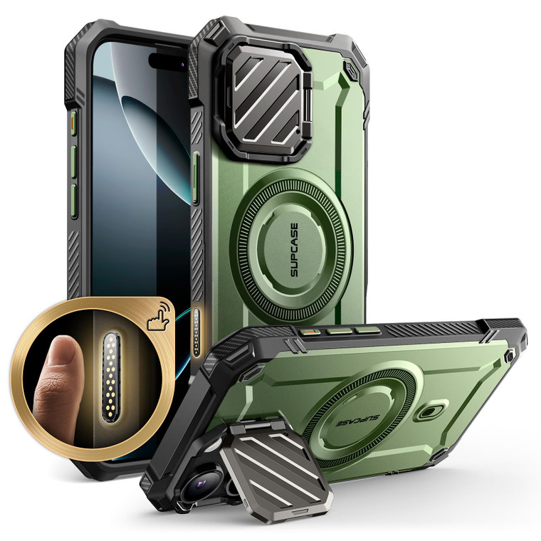 SUPCASE for iPhone 16 Pro Max Case with Camera Cover Stand (UBMag XT), [Compatible with MagSafe] [Built-in Kickstand] [Military-Grade Protection] Hea