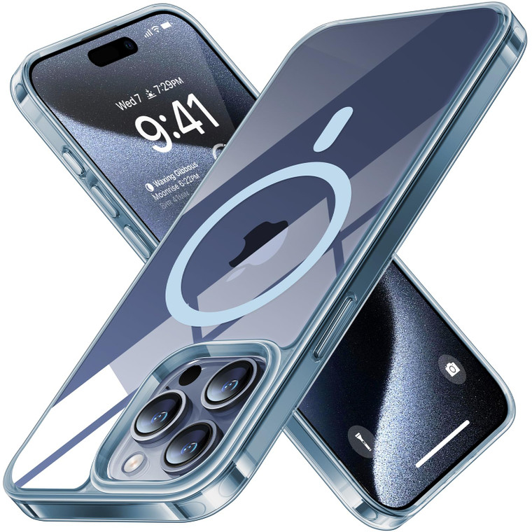 TORRAS Magnetic Shockproof for iPhone 15 Pro Case, [Military-Grade Drop Tested] [Compatible with MagSafe] Translucent Slim Protective Anti-Scratch An