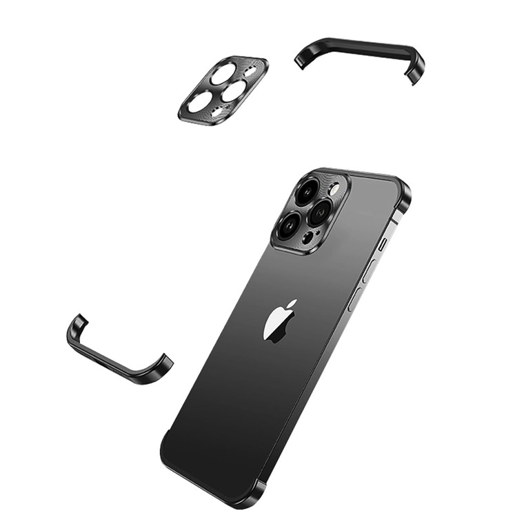 Losin Compatible with iPhone 16 Pro Max Case with Camera Lens Protector, Aluminum Metal Frameless, Borderless Design, Slim Thin & Lightweight, Shockp