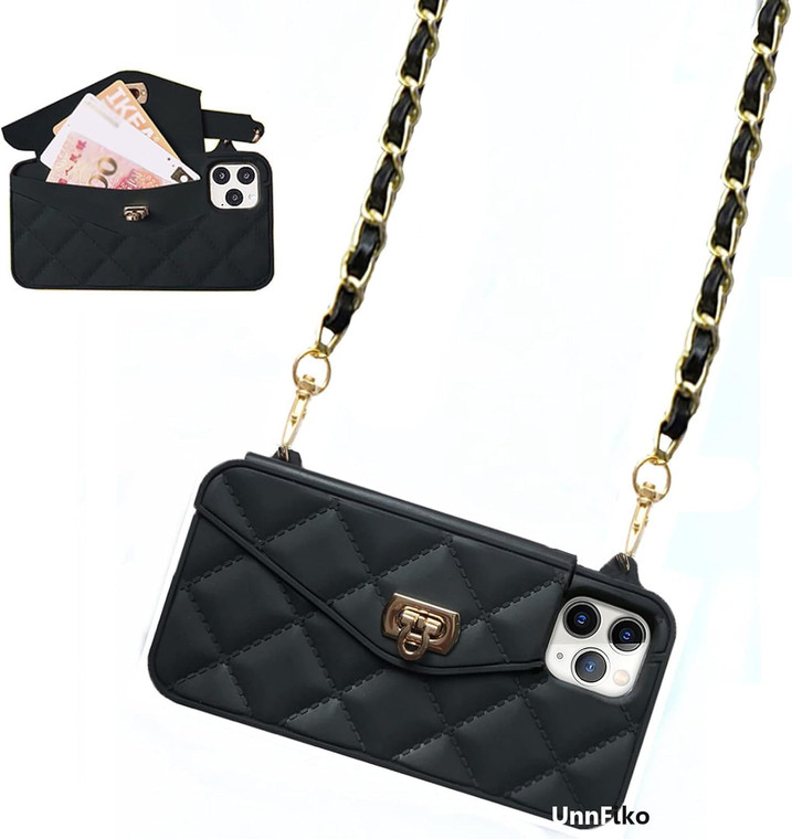 UnnFiko Wallet Phone Case Compatible with iPhone 16 Pro, Cute Light Luxury Bag Design, Purse Flip Card Pouch Cover Soft Silicone Case with Handstrap