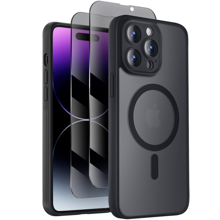 Symcele Designed for iPhone 14 Pro Case, Compatible with MagSafe, with Privacy Screen Protectors X2, [Camera Protection] [15FT Military Drop Protecti