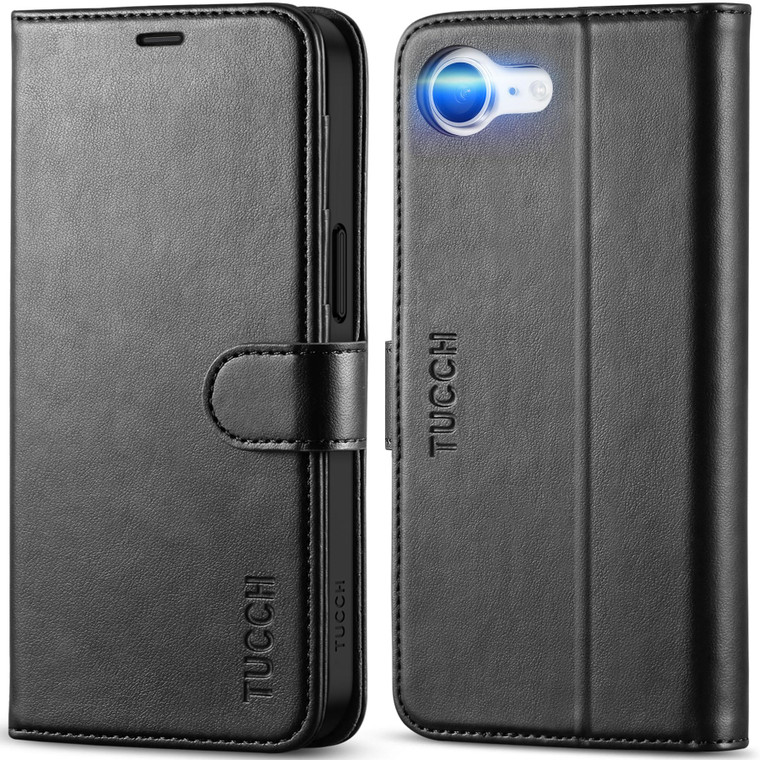 TUCCH Wallet Case for iPhone 16e, [RFID Blocking] 4 Card Holder Kickstand [Shockproof TPU Inner Case] PU Leather Magnetic Closure Protective Cover Co