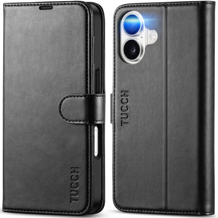 TUCCH Wallet Case for iPhone 17 (6.3") 2025, RFID Blocking 4 Card Holders | Kickstand | Shockproof TPU Shell | PU Leather | Magnetic Closure | Protec