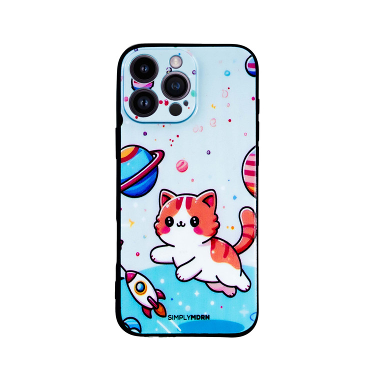 SIMPLYMDRN Slim for iPhone 16 Pro Max - Cute Girly Cover - Stylish Case for Women - Cat Design - Cute Case for Girls (Cosmic Kitty Light Blue)