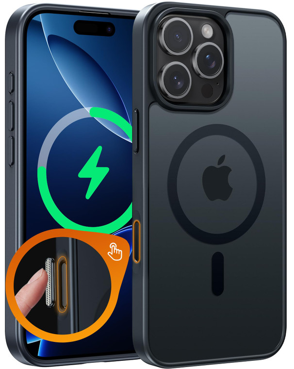 FNTCASE for iPhone 16 Pro Case: Magnetic Matte Translucent Military Grade Drop Protective Phone Case | Shockproof Thin Rugged Durable Protection Bump