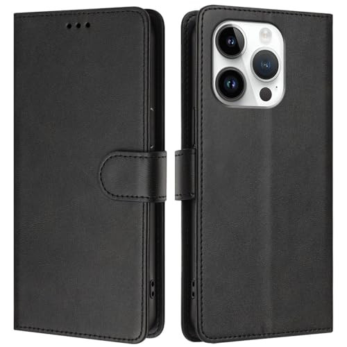 QIVSTAR Compatible with iPhone 16 Pro 6.3" Wallet Case with RFID Blocking Credit Card Holder Flip Book PU Leather Protective Cover Women Men Case for