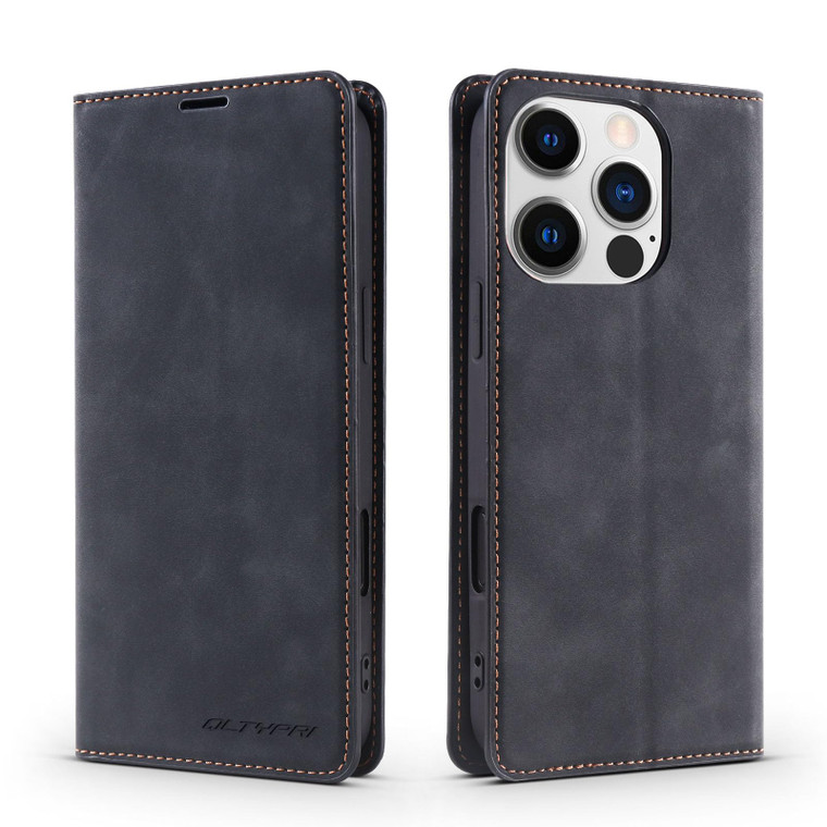 QLTYPRI Case for iPhone 16 Pro Max, Premium PU Leather Cover TPU Bumper with Card Holder Kickstand Hidden Magnetic Adsorption Shockproof Flip Wallet