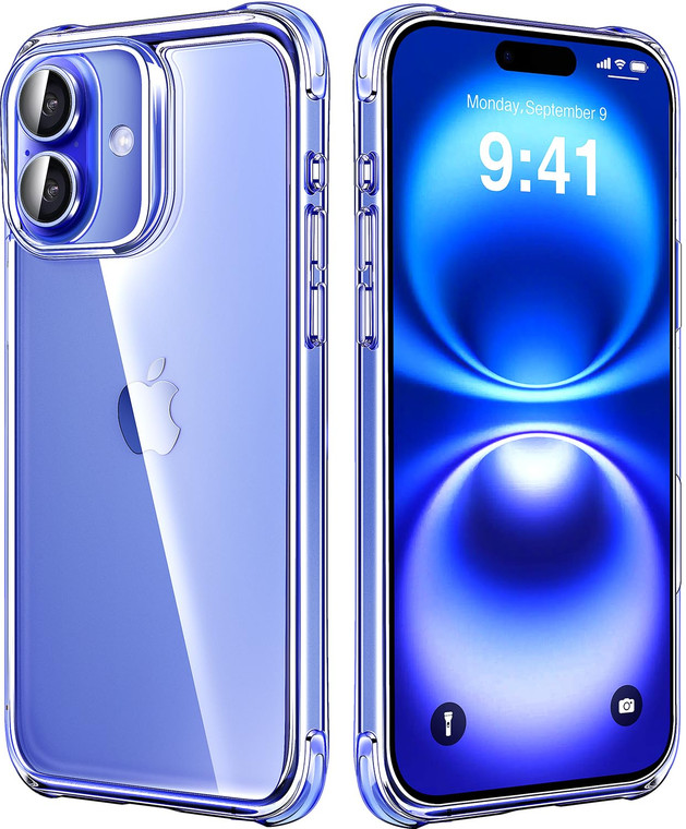 Mkeke for iPhone 16 Case Clear, [Not Yellowing] [16FT Military-Grade Drop Protection], Slim Clear iPhone 16 Case for Apple iPhone 16 with Shockproof