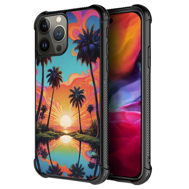 ZHEGAILIAN Case Compatible with iPhone 16 Pro,Artistic Palm Tree Cases for Boys/Girls,Fashion Pattern Design Drop Resistant Back Cover Soft TPU Bumpe