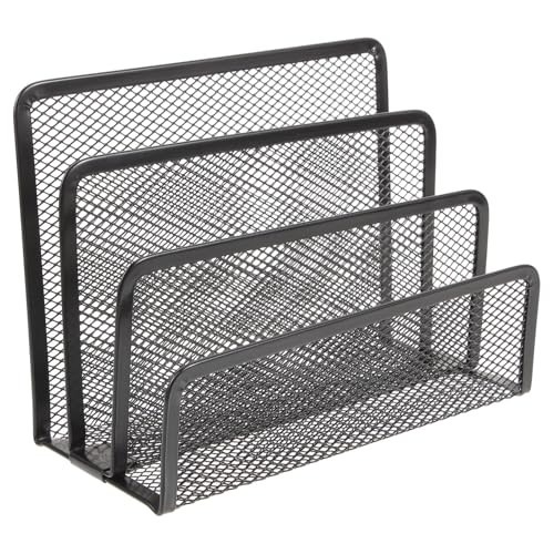 SEWACC Desk File Organizer 3-Section Vertical File Folder Holder Metal Mesh File Sorter Small Letter Sorter for Office Classroom Desktop Organization