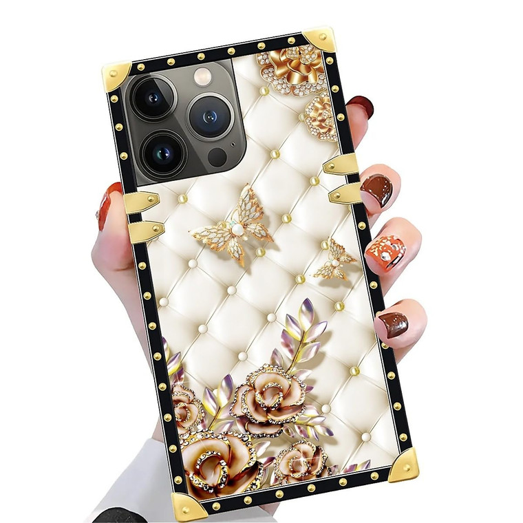 Yuning419 Case Compatible with iPhone 16 Pro Max Case,Luxury Soft TPU & Hard PC Back for Girls Women,Shockproof Protective Cover,Diamond Butterfly