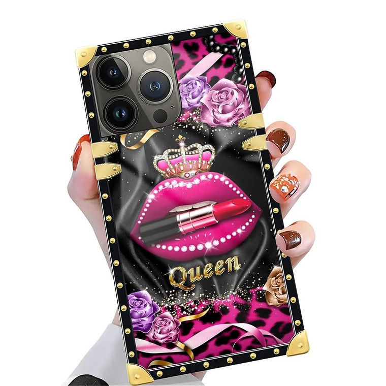 Yuning419 Case Compatible with iPhone 16 Pro Max Case,Luxury Soft TPU & Hard PC Back for Girls Women,Shockproof Protective Cover,Crown Leopard Lips