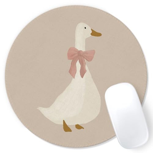 Nipil Coquette Pink Bow Goose Mouse Pad, Funny Silly Goose Mousepad Mouse Mat with Non-Slip Rubber Base for Home Office Desk Accessories, Aesthetic O