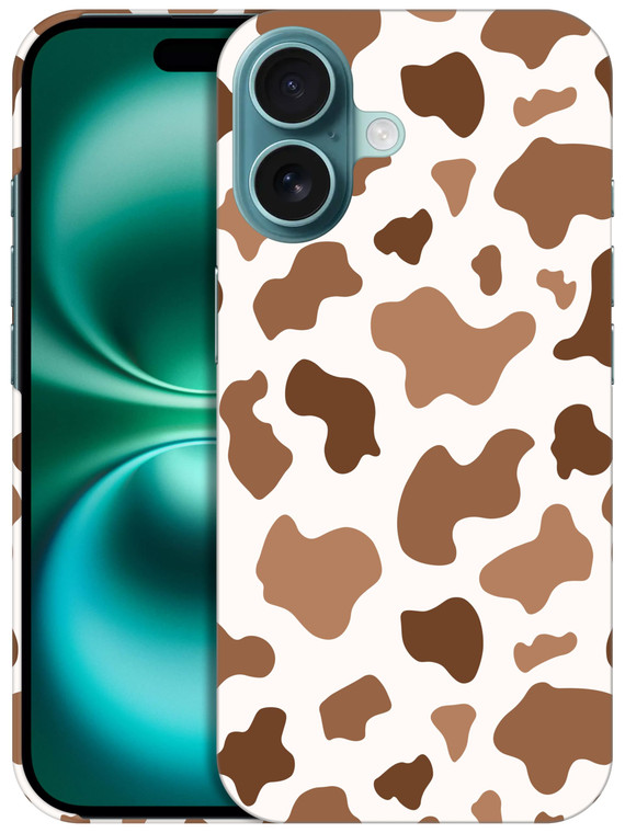 SuzaCase Back Case for iPhone 16 Plus, iPhone 16 Plus Case with Stylish Brown Cow Skin Print Design Printed Cute, Sleek Durable Hardshell Protective