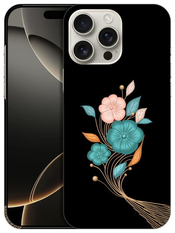 SuzaCase Back Case for iPhone 16 Pro Max, iPhone 16 Pro Max Case - Stylish Teal Floral Oil Painted Design Printed Cute, Sleek Durable Hardshell Prote