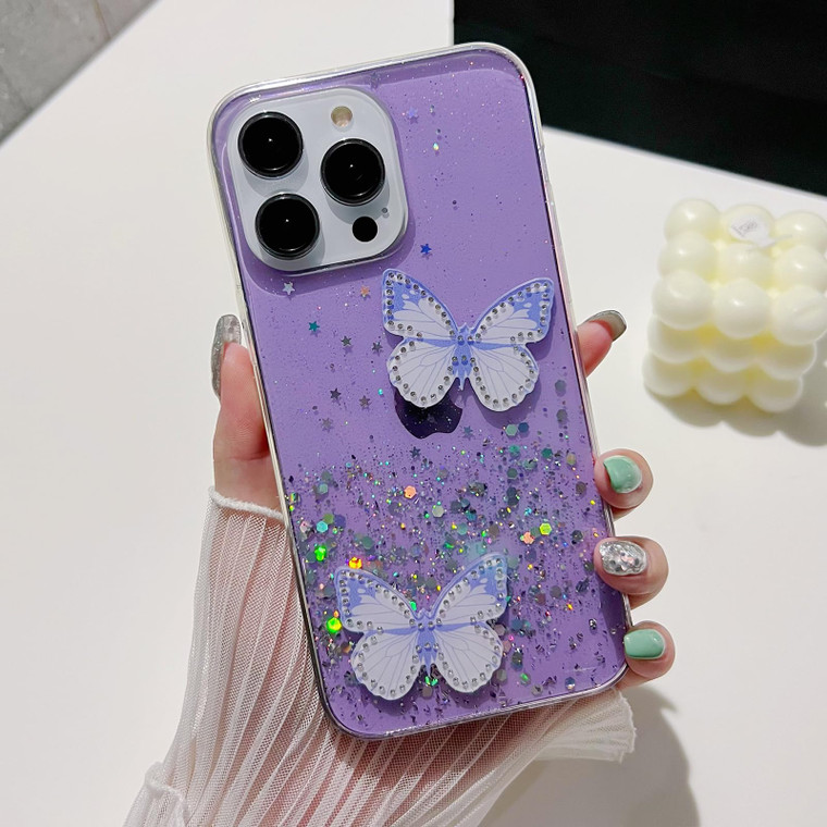 VALRION Compatible with iPhone 16 Pro Max Bling Case 3D Diamond Butterfly Case Luxury Sparkly Glitter Sequins Phone Cover for Women Girly Shiny Aesth