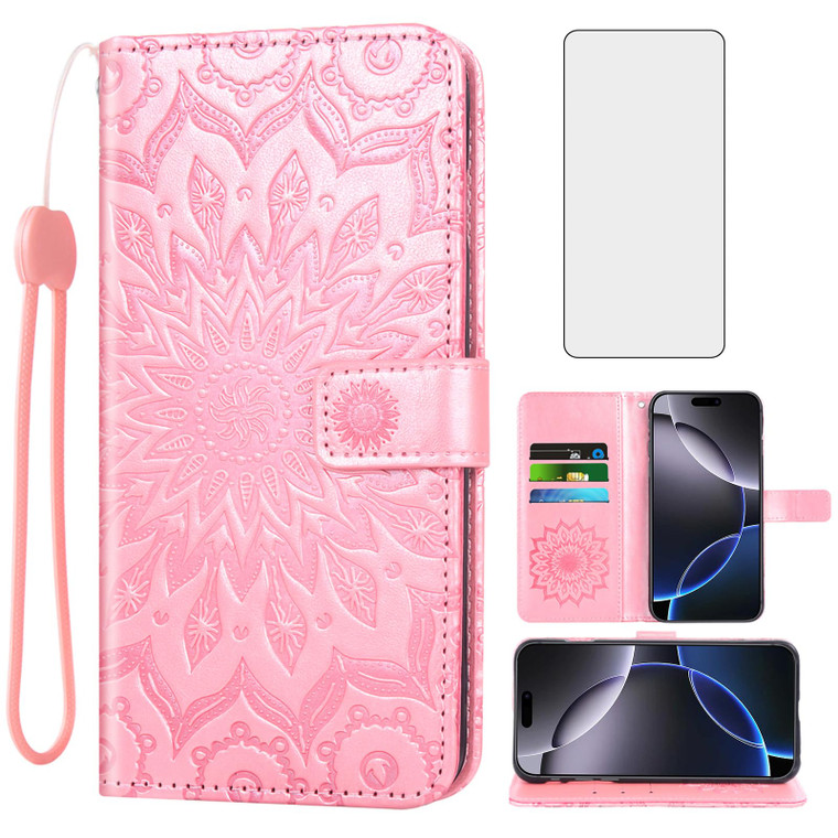 Asuwish Phone Case for iPhone 16 Pro Max 6.9 inch Wallet with Tempered Glass Screen Protector Leather Slim Flip Cover Card Holder Stand Cell Accessor