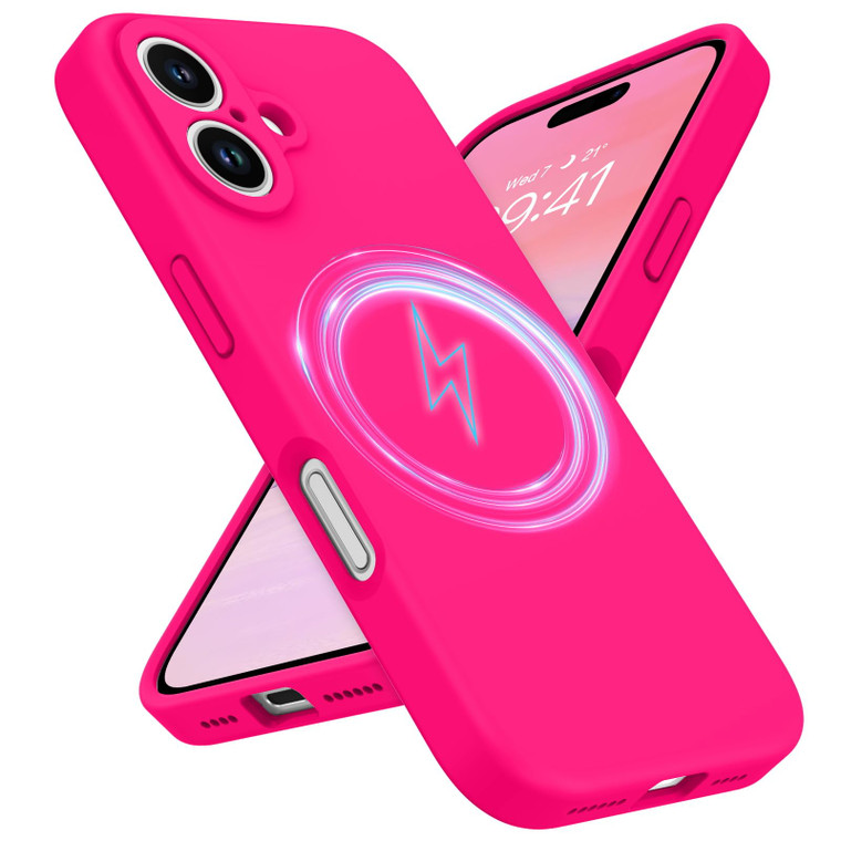 GUAGUA for iPhone 16 Liquid Silicone Case, Compatible with Magsafe Soft Gel Rubber Slim Microfiber Lining Cushion Texture Cover Shockproof Protective