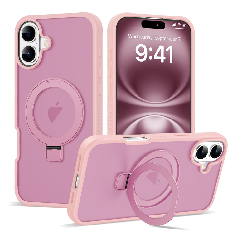 DORAFIN for iPhone 16 Plus Case with Invisible Ring Stand,Military Drop Protection Compatible with Mag-Safe Matte Translucent Back Anti-Slip Shockpro