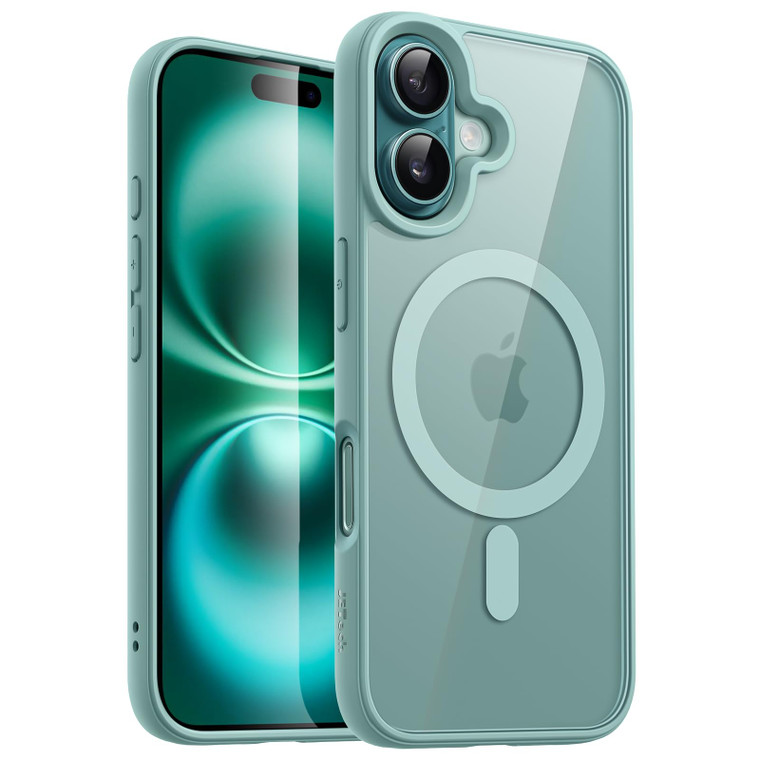 JETech Magnetic Case for iPhone 16 6.1-Inch Compatible with MagSafe, Shockproof Phone Bumper Cover, Solid Color Matte TPU Frame, Anti-Scratch Clear B