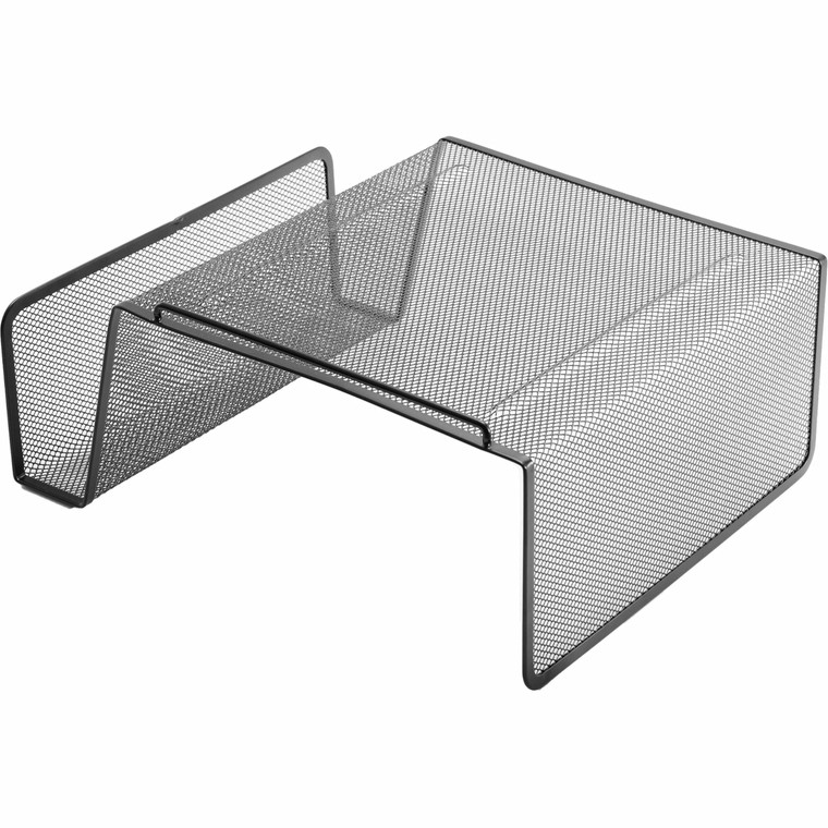 Lorell Mesh Steel Office Phone Stand for Desk, Angled with Storage Slot, 11.1" x 10.1" x 5.3", Black