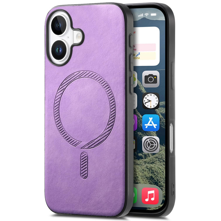 Dinglijia Slim Leather Case Compatible with MagSafe Strong Magnetic Case for iPhone 16,Camera and Screen Protection Cover for iPhone 16,FG Purple