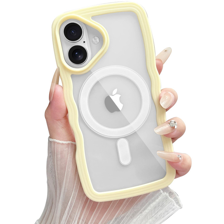 Yeddabox Compatible for iPhone 16 Case Magsafe, Wave Phone Case Cute Water Ripple Candy Colors Frame Shockproof for iPhone 16 Phone Case for Women 6.