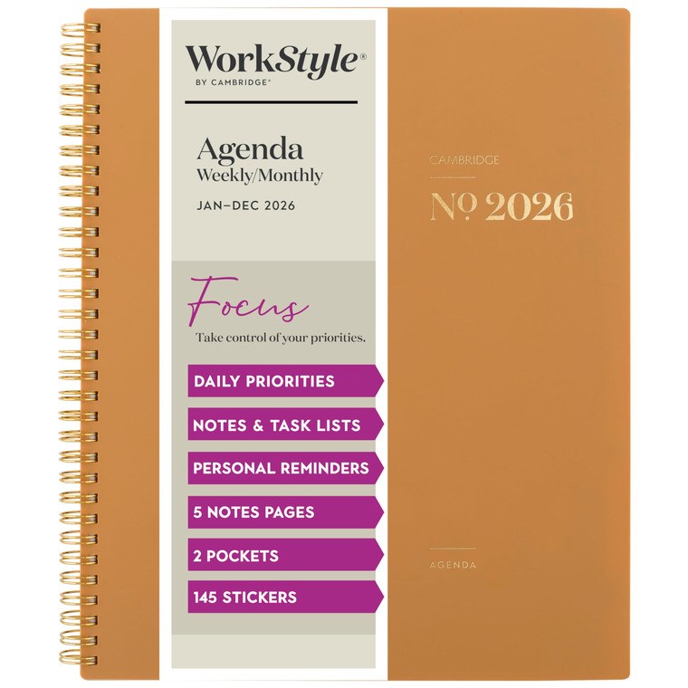 Cambridge 2026 WorkStyle Focus Planner, Weekly & Monthly, 8.5" x 11", Sunbaked Clay (1606-905-07-26)