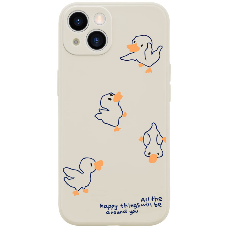 Wihytec Lovely Duck Phone Case for iPhone 16 PRO Cartoon Duck Case Cover Liquid Silicone Soft Gel Rubber Anti-Scratch Girly Women Matte Phone Case Mi