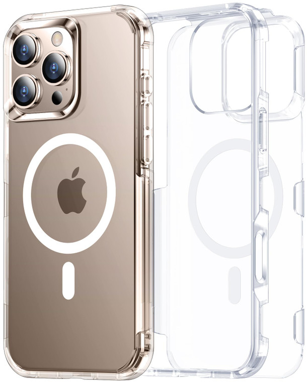 Temdan Dual-Layer Box Designed for iPhone 16 Pro Max Case Clear with MagSafe, Heavy Duty Protection Anti-Yellowing 16FT Military Grade Drop Shockproo