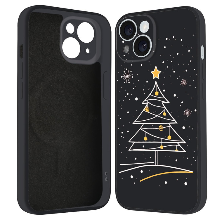 LuminousGuard for iPhone 16 Pro Max Case, Compatible with MagSafe, Cute Christmas Tree Magnetic Phone Case, Black Liquid Silicone Soft Slim Fit Prote