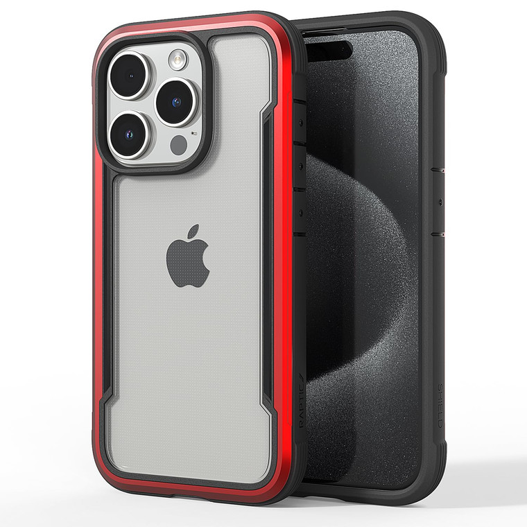 RAPTIC Shield for iPhone 15 Pro, Shockproof Protective Clear Case, Military Grade 10ft Drop Tested, Durable Aluminum Frame, Anti-Yellowing Technology