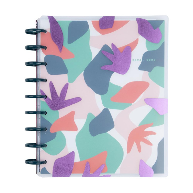 Happy Planner Disc-Bound Mid-Year 12-Month Academic Planner July 2024June 2025, Classic-Size Planner for School, Abstract Florals, 72 Pages, 12 Divi