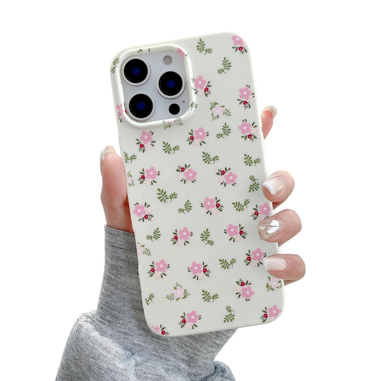 QLTYPRI for iPhone 16 Pro Max Case, Cute Pink Floral Flower Pattern Aesthetic Phone Case, Raised Camera Protection Soft Slim TPU Shockproof Protectiv